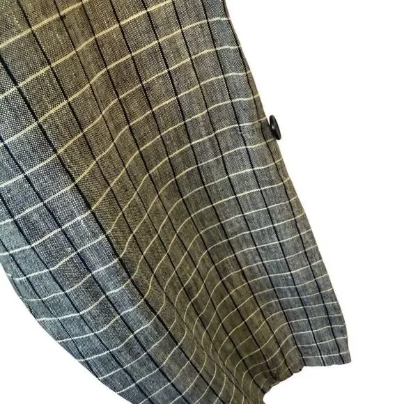 Vintage Flax by Joanne Engelhart Linen Windowpane Plaid Convertible Slv Top Sz S - Picture 5 of 13